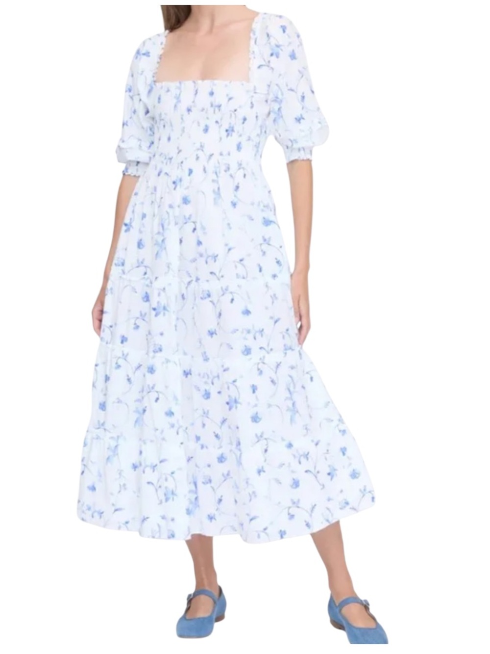 Hill House Nesli Dress in Blue Botanical